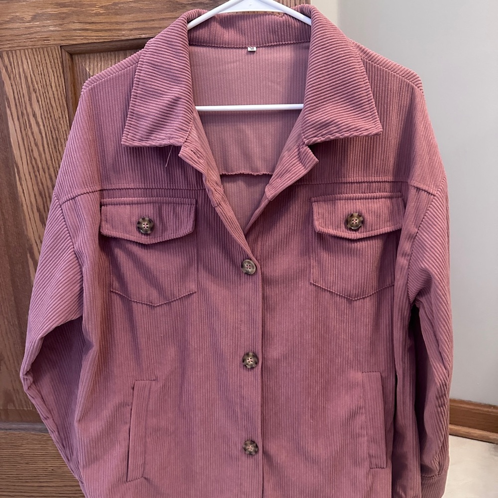 Women's Mauve Corduroy Button-Up Jacket